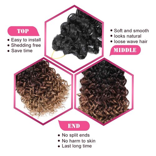 Naniciar Gogo Curl Crochet Hair 18 Inch 7 Packs Curly Crochet Hair for Black Women, Deep Wave Crochet Hair Beach Curl Synthetic Braiding Hair Extensions(18Inch 1B/30/27)