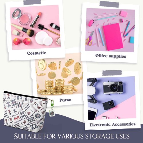 Vincreem Mahj Tile Lover Gift Mahj Tiles Coin Bag with Keychain Set PU Leather Coin Purse Gift for Lover Women Mom Grandma Birthday Travel