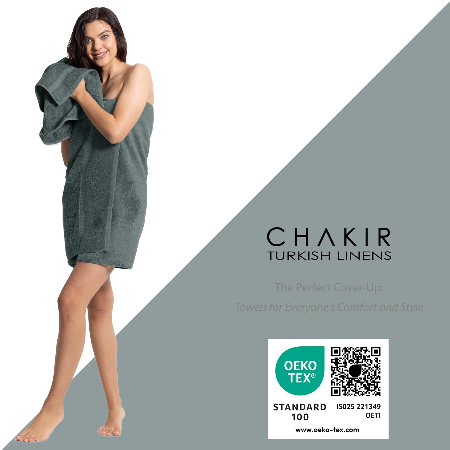 Chakir Turkish Linens | Hotel & Spa Quality 100% Cotton Premium Turkish Towels | Soft & Absorbent (4-Piece Washcloths, Dark Gray)