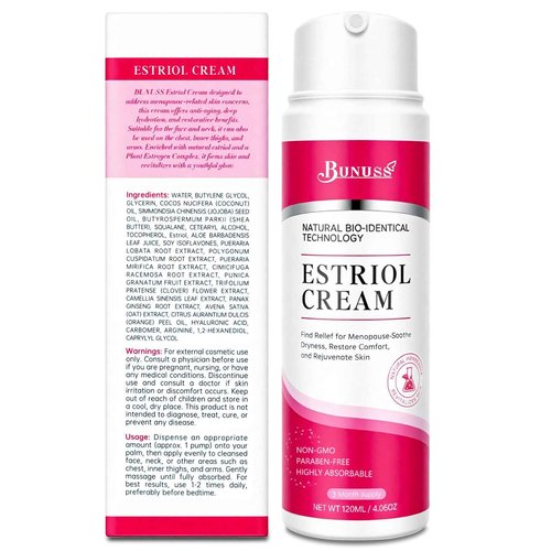 BUNUSS Estriol Face Cream for Women: Natural Bioidentical Moisturizer Cream with Wild Yam for Hormone Balance, Hydrates, Firms & Revitalizes Skin, 4.06 fl. Oz(3 Month Supply)