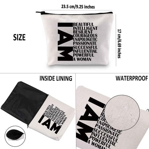 G2TUP Woman-Power Gift Feminist Gift Women Empowerment Gift I Am A Woman Cosmetic Bag And Travel Make Up Pouch With Zipper Motivational Inspiring Gift