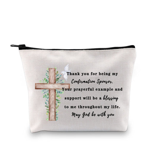 GJTIM Confirmation Sponsor Gift Christian Faith Gift Thank You for Being My Confirmation Sponsor Zipper Pouch Cosmetics Bag (Confirmation Sponsor Bag)