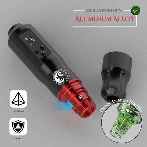Tattoo Gun Kit, Wormhole Tattoo Kit Wireless Tattoo Machine Kit with 1,600 mAh Capacity Wireless Power Supply Digital LED Display Tattoo Pen Kit WTK279