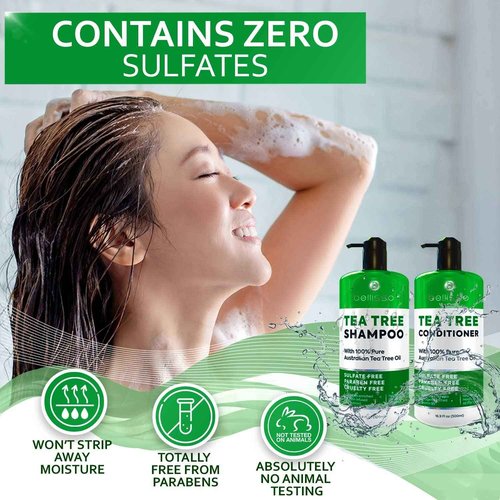 BELLISSO Tea Tree Oil Shampoo and Conditioner Set and Tea Tree Oil Conditioner