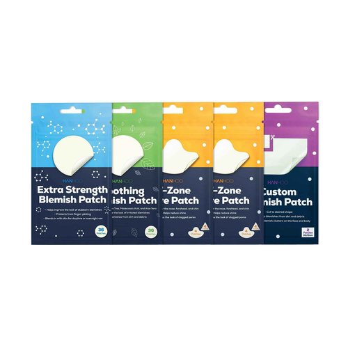 Hanhoo Soothing Blemish Patch,Extra Strength Blemish Patch,Face & Body Blemish Patch,and T-Zone Pore Patch Bundle,90 Total Patches,with Salicylic Acid, Tea Tree, and Aloe, Blackhead and Acne Treatment