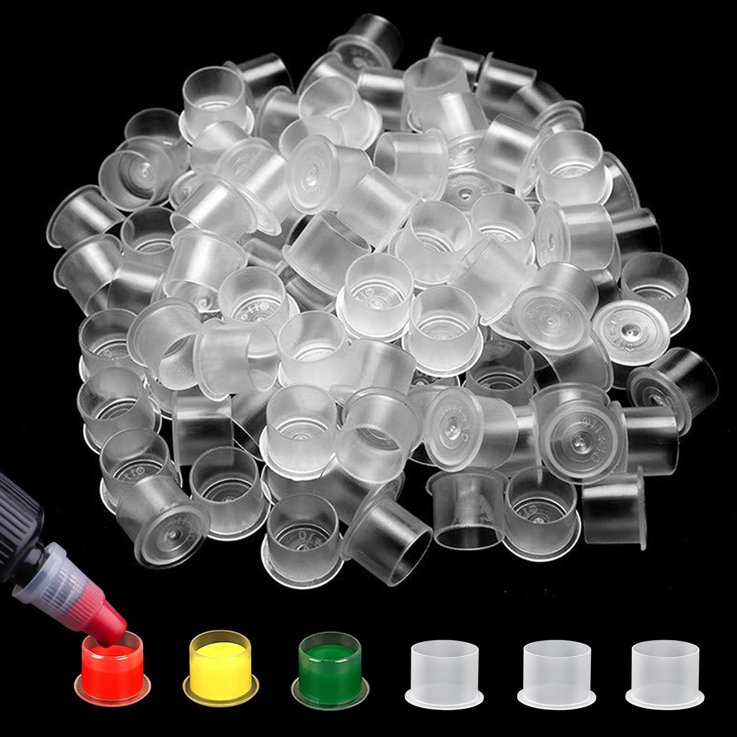 Tattoo Ink Caps Small - Autdor 1000Pcs Tattoo Cups 11mm Disposable Tattoo Ink Cups With Base Microblading Pigment Caps for Tattoo Permanent Makeup Container Cap Tattoo Accessories Tattoo Supplies