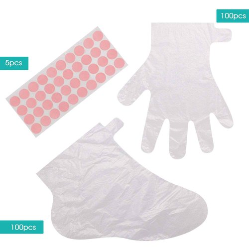Paraffin Wax Bath Liners for Hand & Foot, Segbeauty Paraffin Heated SPA Mittens Foot Liners with Padded Terry Cloth, 200pcs Plastic Paraffin Baths Socks and Gloves for Thermal Home DIY SPA