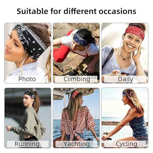 AKTVSHOW Headbands for Women Knotted Headband Elastic Head Bands Women's Hair Band Non-Slip Turban Printed Stylish Sport Sweat Hair Wrap for Girls Cute Hair Accessories 4PCS