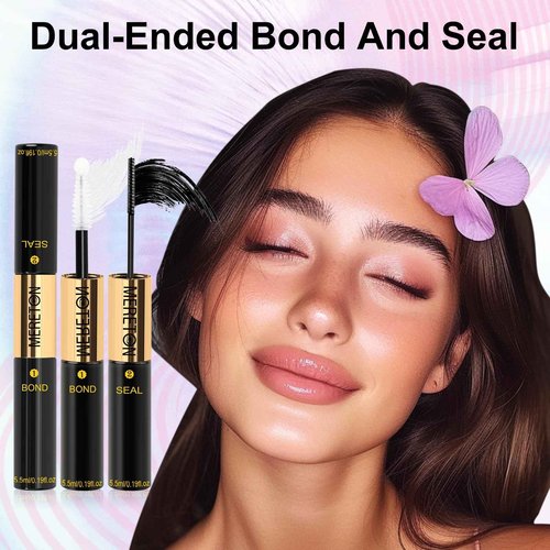 MERETON Lash Clusters Bond and Seal Glue Waterproof 48-72 Hours Long-Lasting, 2-in-1 Strong Hold Lash Glue for DIY Eyelash Extensions at Home （Black 5.5 ml / 0.18 oz）