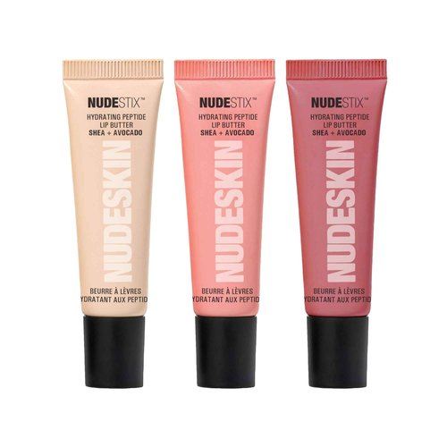 Nudestix Hydrating Peptide Lip Butter Tint Set – 3-Piece Glossy Lip Balm Kit with Avocado, Shea Butter & Peptides | Plumping, Moisturizing Nude Lip Tints | Clean, Vegan & Cruelty-Free
