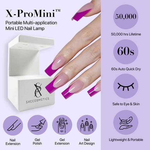 SXC Cosmetics French Tip Press On Nails – Purple Series, Medium Square, X-Pro Tips Starter Kit | 150PCS, 15 Sizes, 5 Styles, Beginner-Friendly