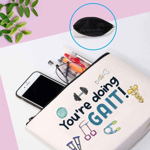 GJTIM PT Gift Physiotherapy Gift Physical Therapy Zipper Pouch Physical Therapist Graduation Gift You’re Doing Gait Makeup Bag (Doing Gait Bag)