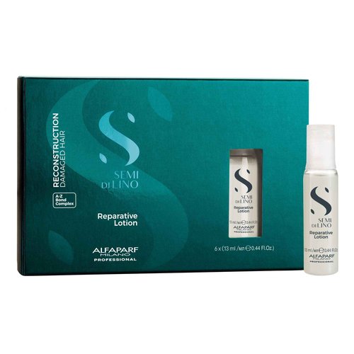 ALFAPARF MILANO Semi di Lino Reconstruction Reparative Lotion Treatment - Hair Repair for Damaged Hair, Adds Shine, Softness and Body - Thermal Protection - Anti Hair Breakage (6 Vials/2.64 oz)