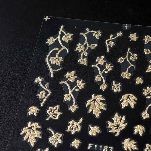 6 Sheets Fall Nail Stickers for Nail Art Gold Glitter Flower Leaf Nail Decals 3D Self-Adhesive Autumn Thanksgiving Nail Decals Fall Leaves Nail Decoration for Women DIY Manicure Nails Supplies
