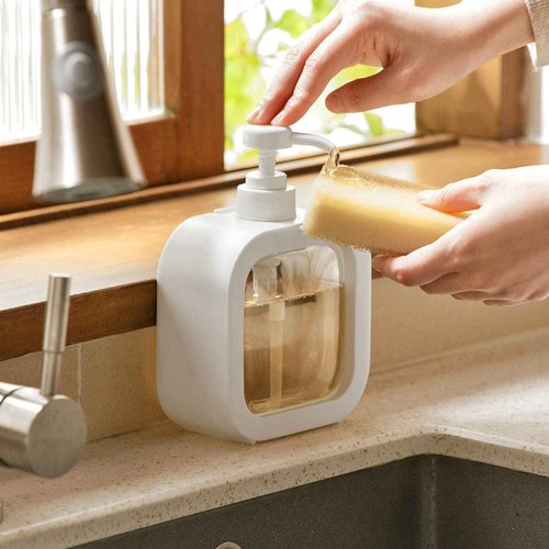 Octonyluck Soap Dispenser, Refillable Hand Soap Dispenser for Bathroom and Dish Soap Dispenser for Kitchen Sink, Liquid Soap Dispenser with Waterproof Label, Bathroom Dispenser 17 Oz