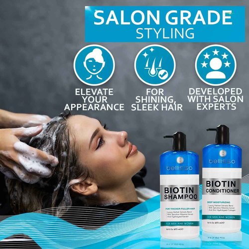 BELLISSO Biotin Shampoo and Conditioner Set and Biotin Hair Thickening Serum