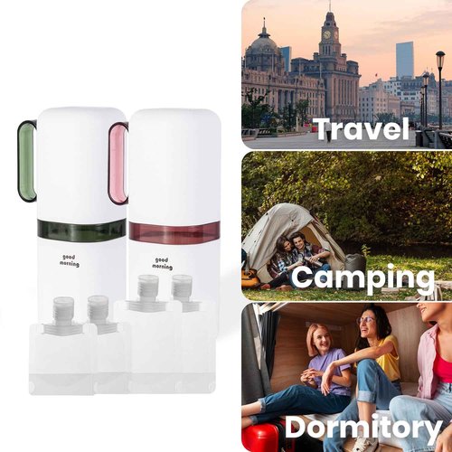 Travel Toothbrush Holder,Toothbrush Holder and Rinse Cup with Handle Toothbrush Travel Case and Portable Travel Pouches for Toiletries Set (Green+Purple+4pc Bag)