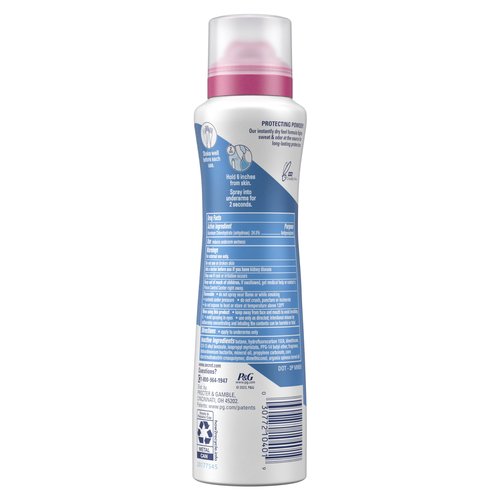 Secret Outlast Dry Spray Antiperspirant Deodorant for Women, 72hr Sweat & Odor Protection, PH Balancing Minerals, Protection Powder Scent, 4.1 oz (Pack of 3)