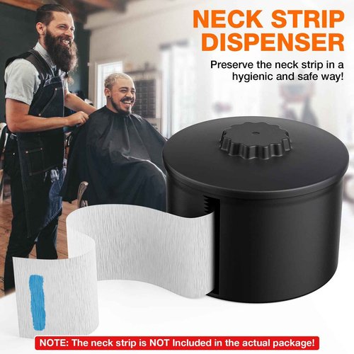 Neck Strip Dispenser, Black Barber Neck Strip Holder Dispenser with 4PCS Adhesive Pads for Wall Mounting Hanging Up, Neck Strip Paper Roll Dispenser Neck Strip Container for Hair Salon & Barber Shop