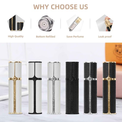 muilsae BF00BKS Leather Perfume Bottle 5ml – Bottom-Fill Refillable Dispenser, Leak-Proof & Portable for Men & Women, Ideal for Travel, Gifting & Daily Use (BKS)