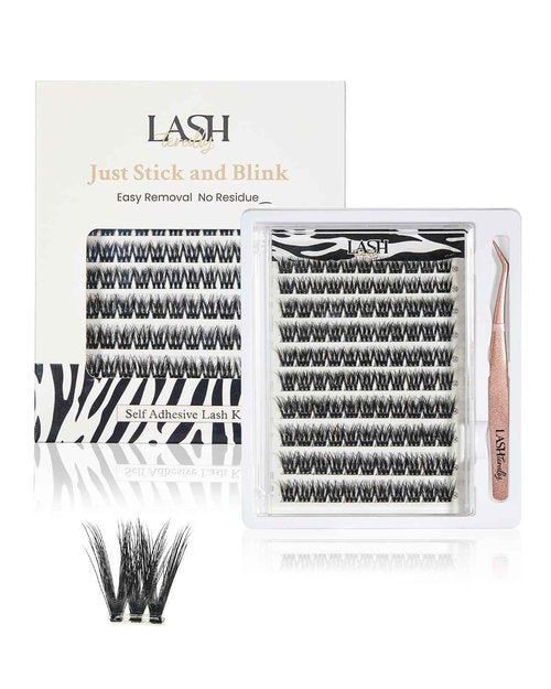 Lashterally Self Adhesive Eyelashes Pre-glued Easy Removal 5D Double Dare Lash Clusters High Resilience Ultra Thin Lightweight Press on False Eyelashes 110 Clusters Lash Clusters Kit