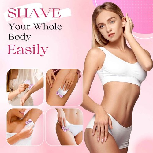 Electric Razors for Women, Rechargeable Rotary Painless Shaver for Legs Bikini Facial Hair Removal, Cordless Womens Trimmer for Lady Grooming, Body Wet/Dry Razor Water Resistant Grooming Kit (Cherry)