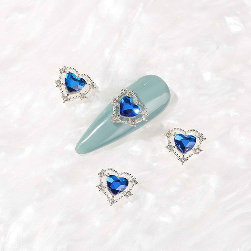 650pcs Mixed 3D Nail Charms Kit, 12pcs Luxury Metal Nail Rhinestones and 250pcs Resin Butterfly Flower Star Heart Bow Charms with 400pcs Flatback Pearls Rhinestone Metal Gems Charm (Blue)