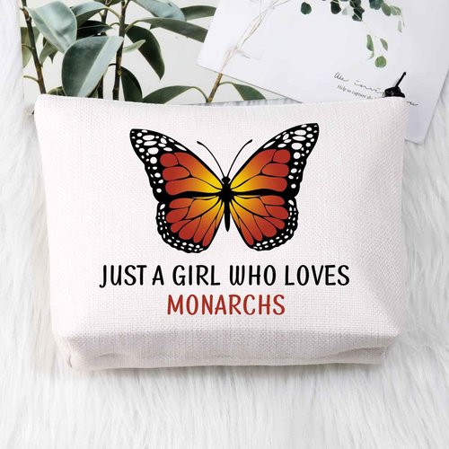 BDPWSS Butterfly Makeup Bags For Women Monarch Butterfly Lover Gift Just a Girl Who Loves Monarchs Butterflies Gift (Girl loves monarchs2)