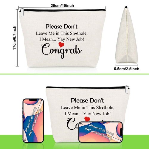 Funny Gifts for Coworker Leaving New Job Makeup Bag Farewell Gifts for Coworkers Congratulation Cosmetic Bag for Employee Colleague Leaving Presents Going Away Presents for Friends Cosmetic Pouch