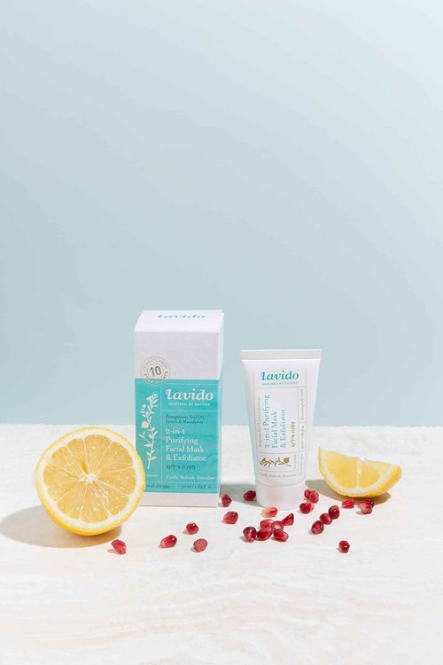 Lavido - Natural 2-in-1 Purifying Facial Mask + Exfoliator | Purify, Refresh + Stimulate Youthful Skin (1.69 fl oz | 50 ml)