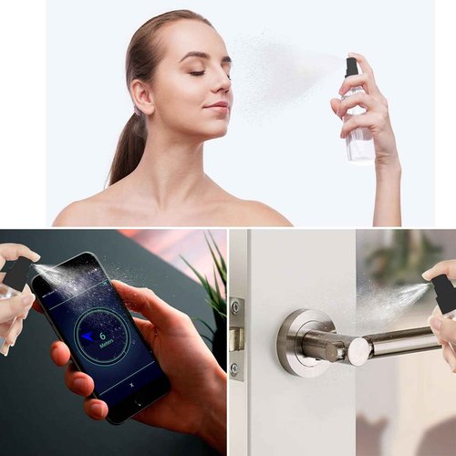CertBuy 60 Pcs Small Plastic Spray Bottles, 2oz 60ml Empty Fine Mist Spray Bottles, Refillable Liquid Container Sprayer for Essential Oils Perfumes Travel Makeup, with 5 Pcs Funnels