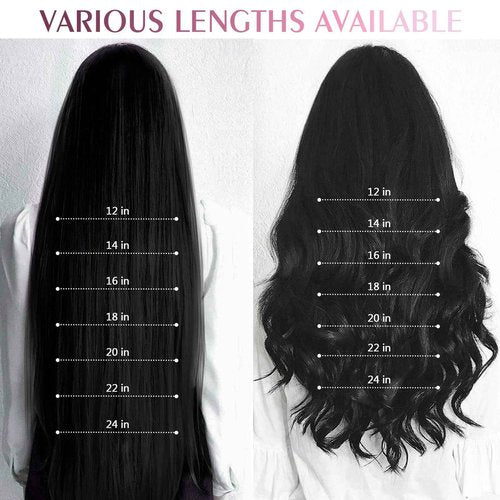 Fimislosion Real Hair Extensions Clip in Human Hair, Seamless Clip in Hair Extensions Real Human Hair, 14 Inch Clip ins extensions for women, Natural Black 120G 7Pcs