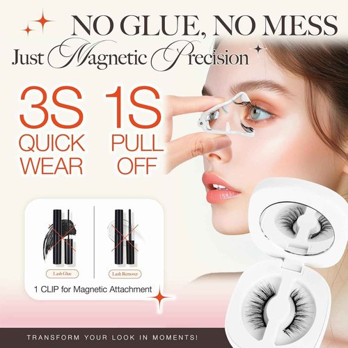 LASHVIEW Magnetic Eyelashes Natural Look, Reusable Magnetic Lashes with Applicator, No Glue Needed, Windproof & Waterproof,Comfort RCM01-1