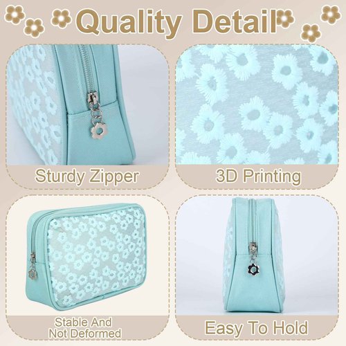 bytaoqipet TSA Approved Green Travel Makeup Bag for Women - Waterproof Compact Toiletry Pouch with Zipper, TSA compliant Cosmetic Organizer for Gym, Travel, Gym Bag (7.9x5.9x2in)