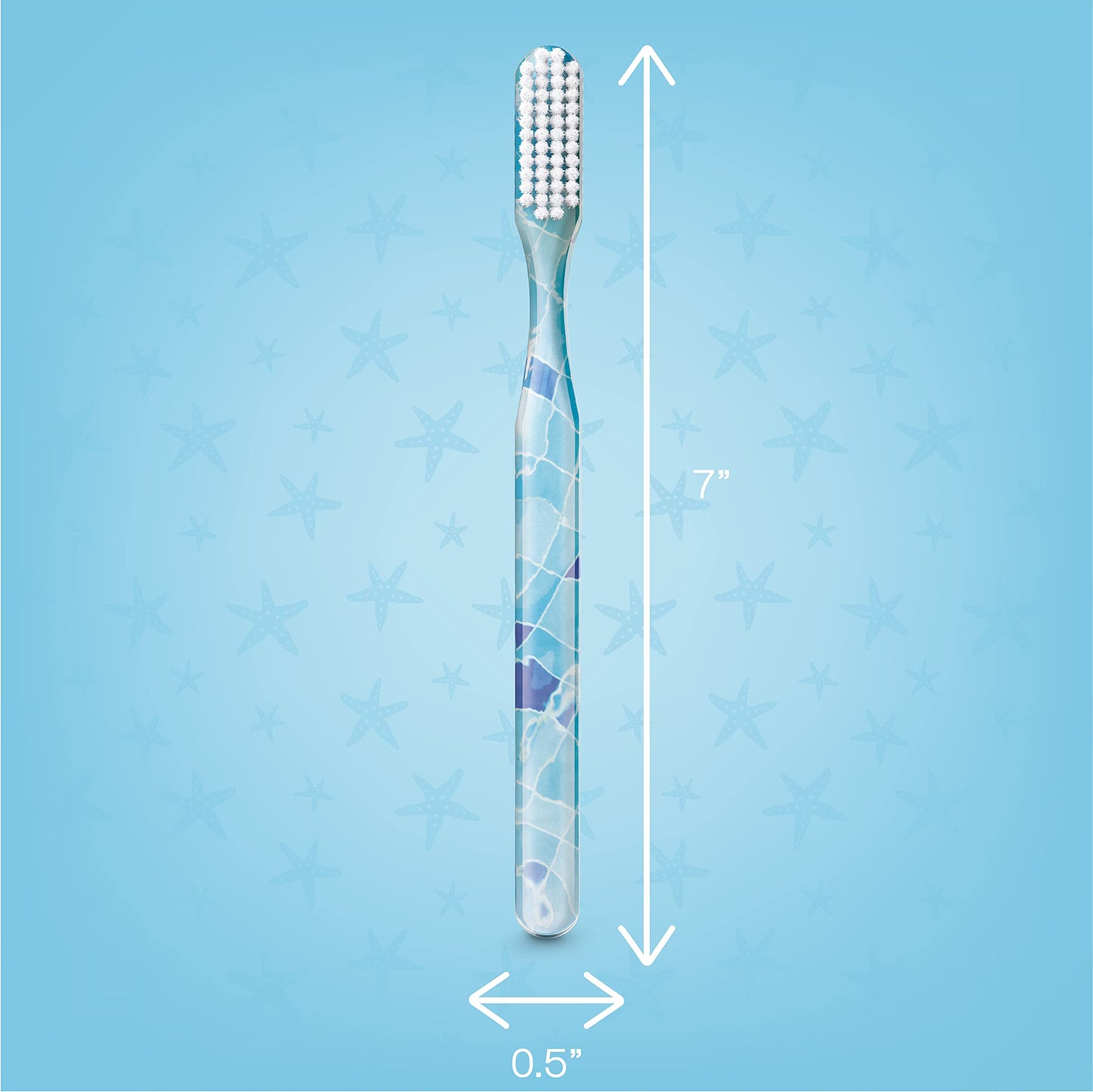 SMYL Toothbrush, Toothbrushes for Adults with Nylon Bristles, Oral Care and Plaque Removal, Day at The Beach Design, Aqua