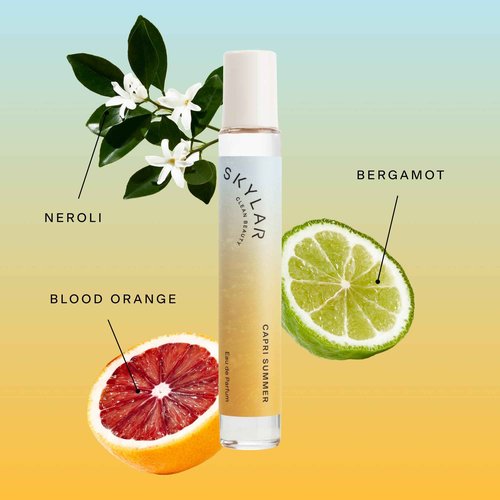 Skylar Capri Summer Eau de Parfum - Hypoallergenic & Clean Perfume for Women & Men, Vegan & Safe for Sensitive Skin - Fruity Citrus Perfume, Bergamot, Neroli & Blood Orange - 10mL /0.33 Fl oz