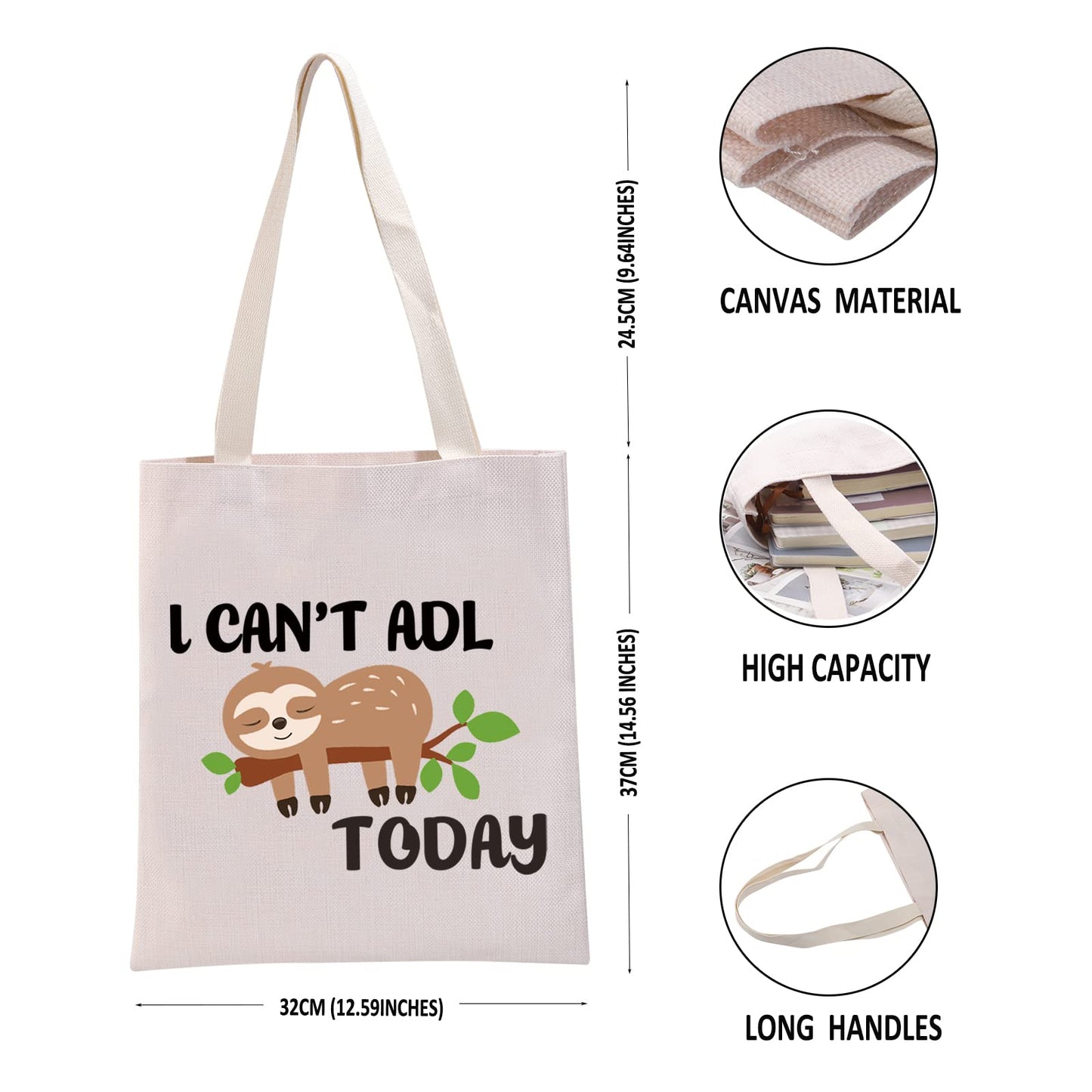 G2TUP Occupational Therapy Therapist Gift I Can't ADL Today Makeup Bag OT Life Sloth Cosmetic Bag Occupational Therapist Joke Gift Zipper Travel Bag (I Can't ADL Today Handbag)