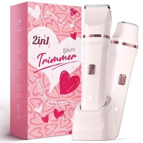 Risina Bikini Trimmer for Women - Painless Electric Razors for Silk Skin,Cordless Body Shaver for Trip,Replaceable Lady Facial Razor, IPX7 Waterproof&Easy Cleaning, Stocking Stuffers Christmas Gifts