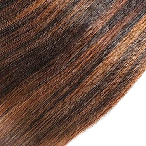 Dokksiiia Highlight Light Brown Bundles Human Hair P1B/30 1B and Light Brown Mix Straight Bundles Double Weft Brazilian Human Hair Sew-In Extensions Soft & Thick 8/10/12 Inch