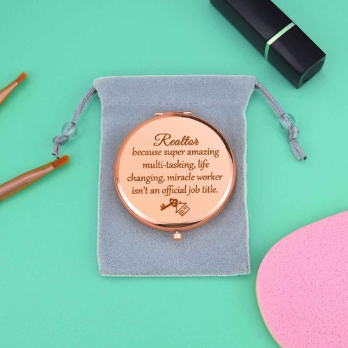 Realtor Gifts for Women Closing Gifts for Realtor Appreciation Gift Folding Makeup Mirror Thanks You Gift Compact Makeup Mirror for Real Estate Agent Salesperson New Realtor Broker