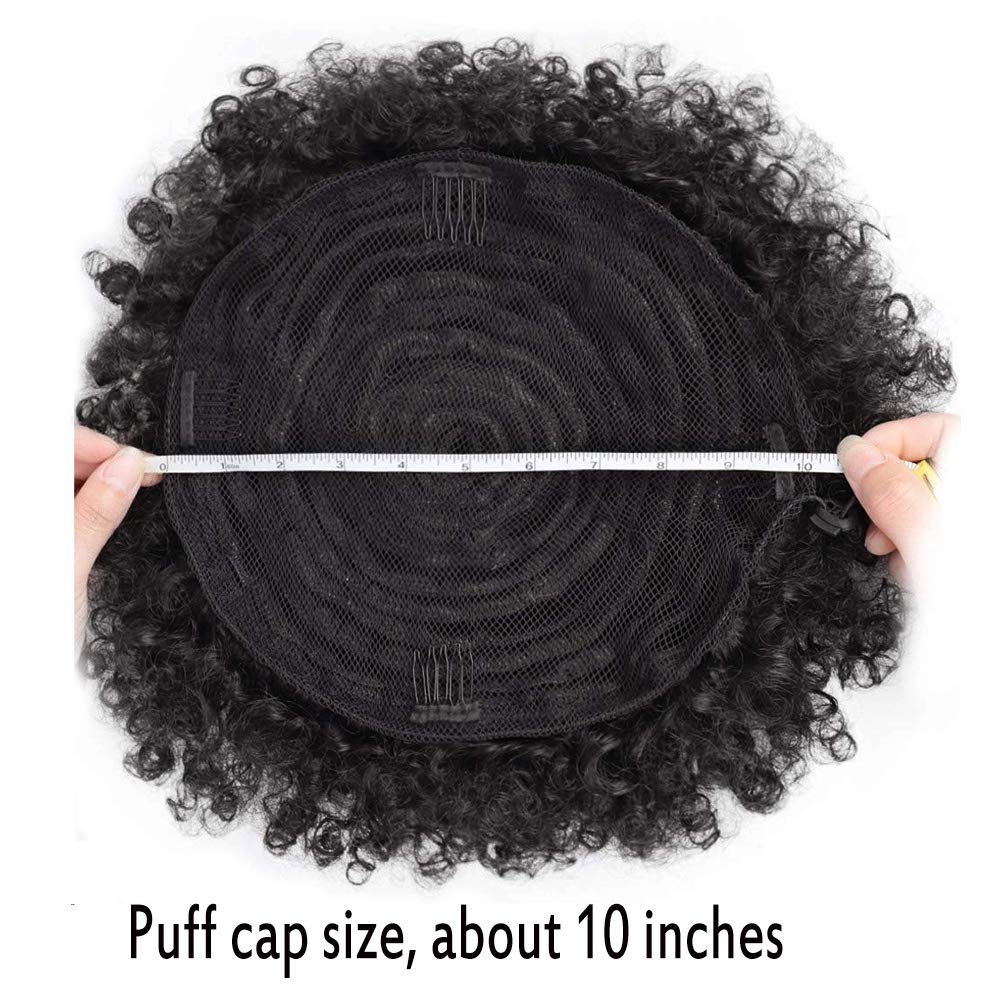 AISI QUEENS Afro Puff Drawstring Ponytail for Women, Black Afro Kinky Curly Hair Bun Synthetic Hairpieces Clip in Hair Extensions for Black Women(Extra Large,1B#)