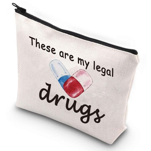 G2TUP Funny Medicine Bags for Women These are My Legal Drugs Cosmetic Bag Travel Pill Bags for Patient Friend (These Are My Legal Drugs)