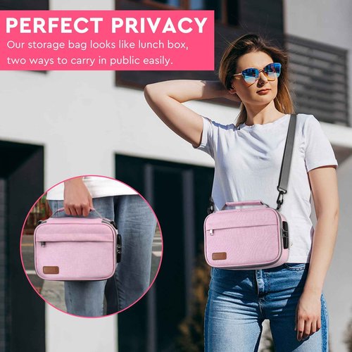 PODAHO Large Smell Proof Bag with 10 Accessories, Premium Organizers Box Case with Combination Lock, Portable Containers Pouch, Great Gift for Women, (Pink Set)