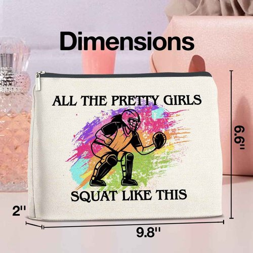 UPNEGE Softball Catcher Makeup Bag - Gifts for Girls and Women - All the Pretty Girls Squat Like This - Cosmetic Zipper Pouch