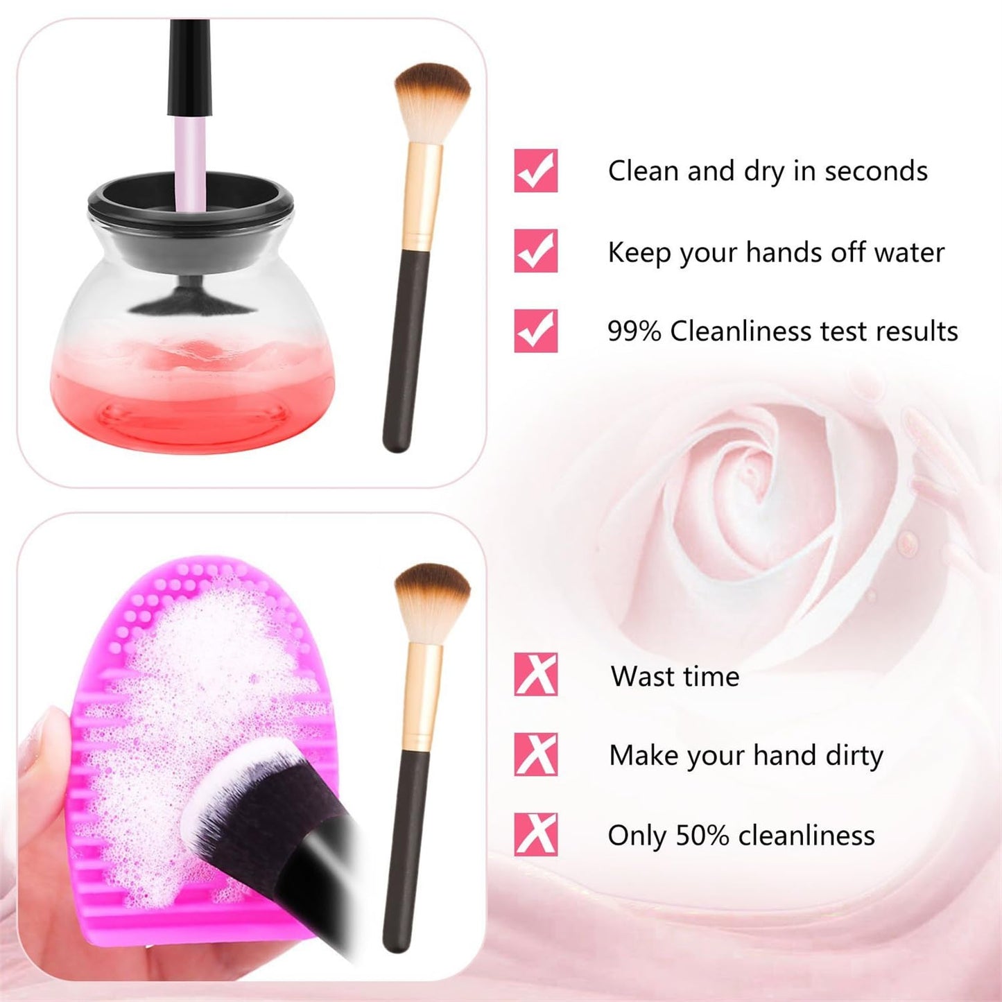 Crmanedy Makeup Brush Cleaner Machine，Travel Portable Electric makeup brush cleaner machine，Cosmetic Makeup Brush Cleaner For All Size Makeup Brush，Gift Kit for girls and womens