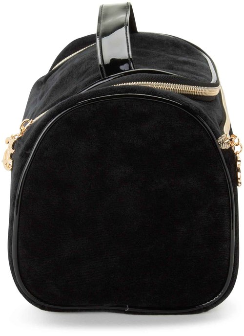 Juicy Couture Black Makeup Bag Cosmetics Organizer Travel Essentials Hanging Duffel Velour Rhinestones