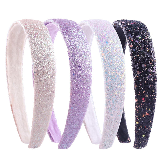 AlamnoFu Glitter Headbands for Girls Wide Sparkly Headbands for Little Girl Hair Accessories Thick Bling Hairband for Children