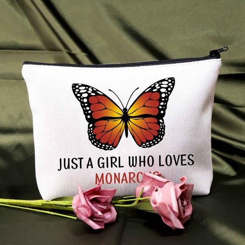 BDPWSS Butterfly Makeup Bags For Women Monarch Butterfly Lover Gift Just a Girl Who Loves Monarchs Butterflies Gift (Girl loves monarchs2)