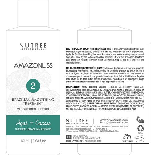 Amazonliss Keratin Hair Smoothing Kit – 3 Steps, 2.03 fl oz | Formaldehyde-Free At Home Hair Straightening System | Anti-Frizz Repair Mask & Shampoo