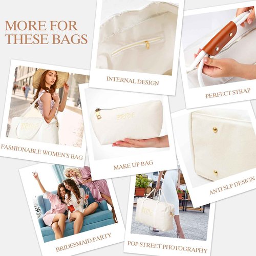 Cosblank 2 Pcs Wedding Weekender Bag for Women Bridal Shower Gifts Bride Travel with Shoe Compartment Shoulder Bride Bag with Chenille Letter Patch Makeup Gift for Wedding Engagement Honeymoon